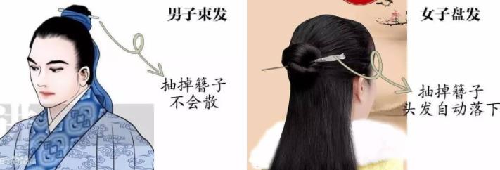 男子束发VS女子盘发