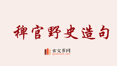 用稗官野史造句「稗官野史」相关的例句（共15条）